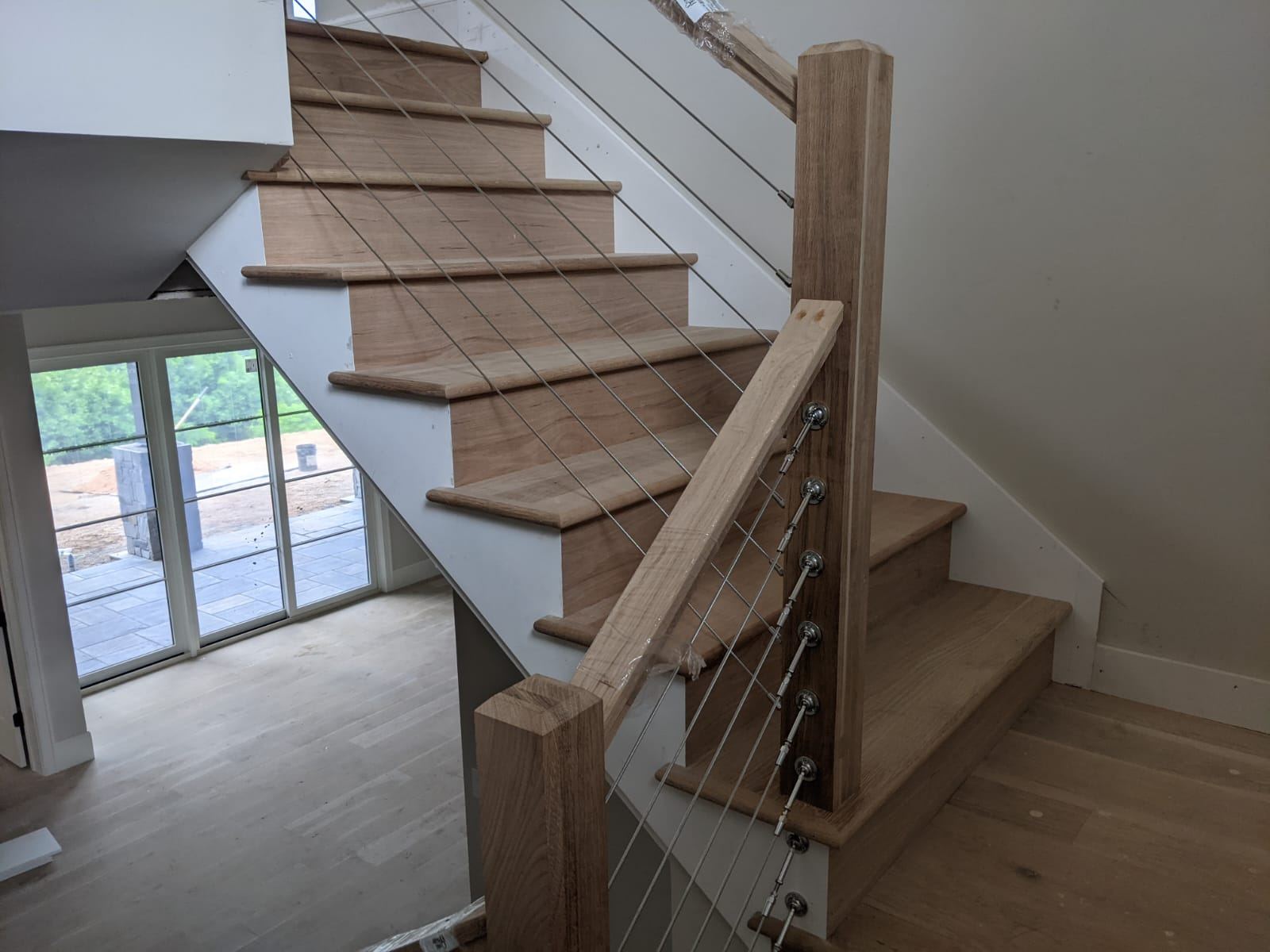 White Oak Stair with Stainless Cable Rail